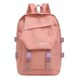 School Backpack with Harajuku Style - Black - Rear View