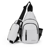 Men Oxford Cloth Chest Bag Casual Crossbody Shoulder Backpack - Green - Front View
