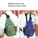 Men Oxford Cloth Chest Bag Casual Crossbody Shoulder Backpack - Green - Rear View
