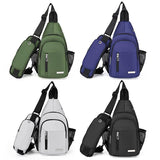 Men Oxford Cloth Chest Bag Casual Crossbody Shoulder Backpack - Green - Close-Up Angle