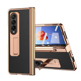 For Samsung Galaxy Z Fold4 5G Premium Litchi Leather Hinged Phone Case - With Pen - Blue