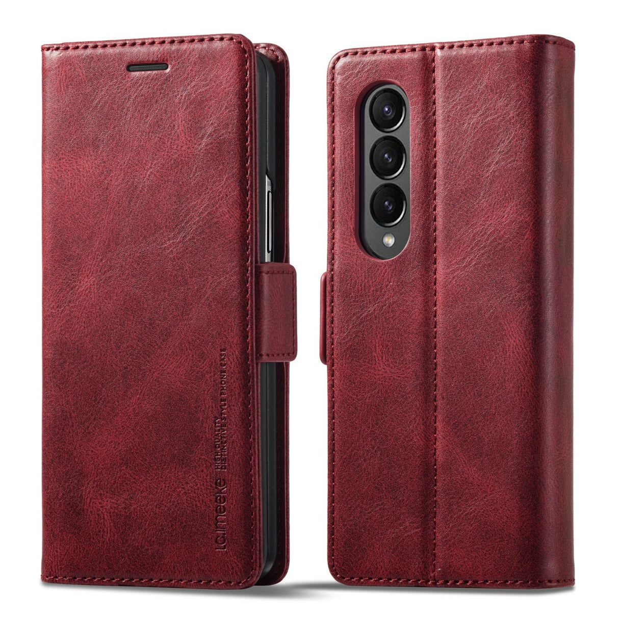 For Samsung Galaxy Z Fold4 5G Rfid Leather Phone Case - Secure & Stylish - Red
