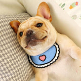 Dog Cat Saliva Towel Love Bib Pet Triangle Scarf Small Dog Collar - Size S - Pink - Close-Up Angle