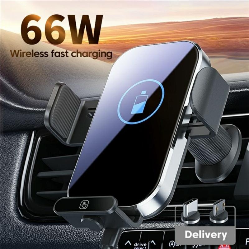 Intelligent Induction Wireless Car Charger - 66w High Power - Silver