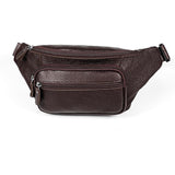 Outdoor Leather Shoulder Bag For Sports & Phone - Black - Front View