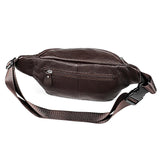Outdoor Leather Shoulder Bag For Sports & Phone - Black - Side View