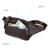 Outdoor Leather Shoulder Bag For Sports & Phone - Black - Close-Up Angle