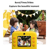 2-inch Dual Lens Instant Print Camera for Children - 4800w Pixel - Without Memory Card Yellow - Low Angle