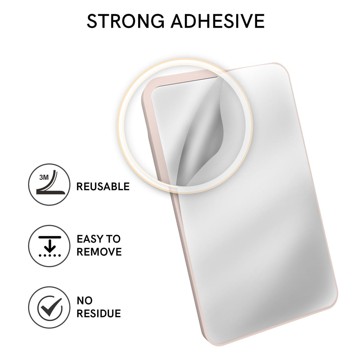 Silicone Adhesive Card Case For Mobile Phones - Black