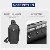 Waterproof Men Chest Bag Usb Charging Port Anti Theft Oxford Cloth Messenger Bag - Black - Low Angle