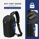 Waterproof Men Chest Bag Usb Charging Port Anti Theft Oxford Cloth Messenger Bag - Black