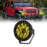 38W 4000Lm / 6000K Off - Road Vehicle Round Work Light - Yellow - Top-Down View