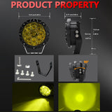 38W 4000Lm / 6000K Off - Road Vehicle Round Work Light - Yellow - 45-Degree Angle