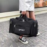 Large Capacity Shoulder Travel Bag - Black - Side View