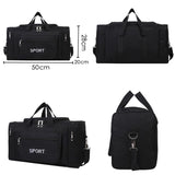 Large Capacity Shoulder Travel Bag - Black - Top-Down View