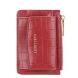 Multifunctional Crocodile Card Holder With Zipper Small Coin Purse - Red