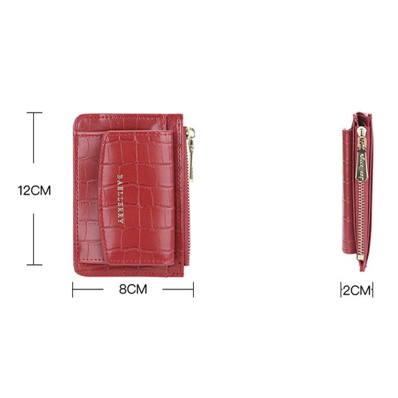 Multifunctional Crocodile Card Holder With Zipper Small Coin Purse - Red