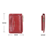 Multifunctional Crocodile Card Holder With Zipper Small Coin Purse - Red - Front View