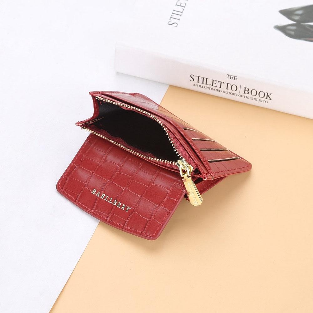 Multifunctional Crocodile Card Holder With Zipper Small Coin Purse - Red
