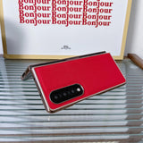 For Samsung Galaxy Z Fold4 5G Leather Phone Case - Nano Plating - Red - Top-Down View