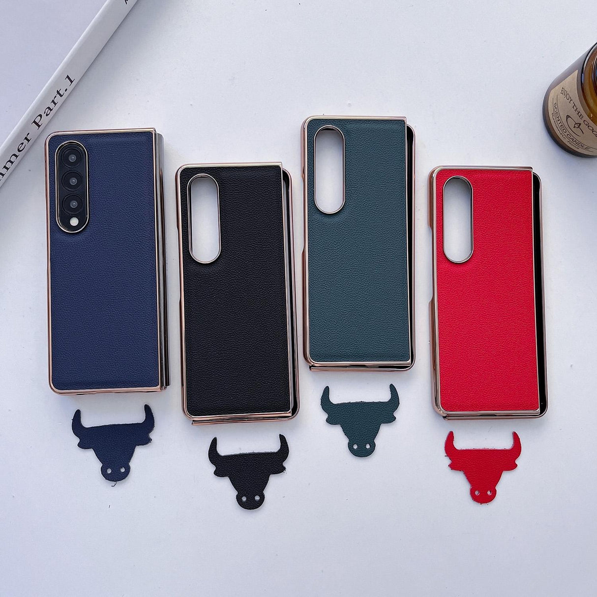 For Samsung Galaxy Z Fold4 5G Leather Phone Case - Nano Plating - Red
