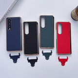 For Samsung Galaxy Z Fold4 5G Leather Phone Case - Nano Plating - Red - Rear View