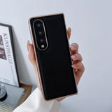 For Samsung Galaxy Z Fold4 5G Leather Phone Case - Nano Plating - Red - Low Angle