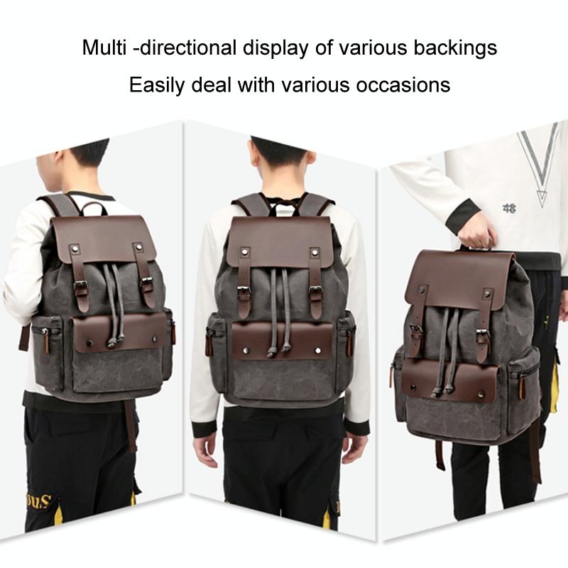 Student Canvas Backpack - Compact and Stylish - Khaki