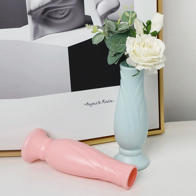 Imitation Porcelain Petal Vase for Drop-proof Home Decor - Pink