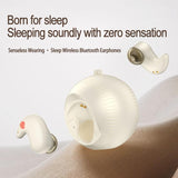 Coconut Ball Bluetooth Earphones with Charging Case - White - Side View