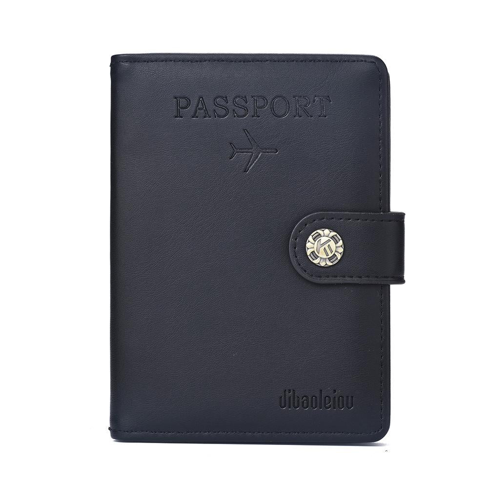 Multi Functional Passport Case With Buckle Dibaoleiou Pu Leather - Grey