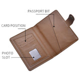 Multi Functional Passport Case With Buckle Dibaoleiou Pu Leather - Grey - Side View