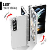For Samsung Galaxy Z Fold4 5G Samsung Fold 4 Hinge Flip Case - Two Tone Contact Lens - Pink