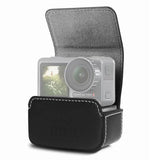Waterproof Mini Leather Case for Dji Action Gopro Sjcam Xiaomi Mi Jia - Storage Box - Coffee - Front View