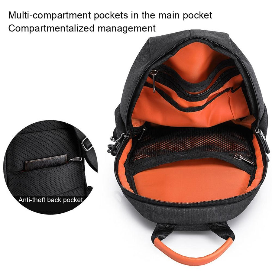 Waterproof Usb Chest Bag For Men Casual Shoulder Messenger