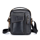 Soft Leather Messenger Bag For Men - Dark Brown - Front View