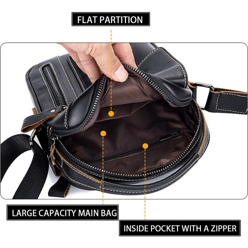 Soft Leather Messenger Bag For Men - Dark Brown