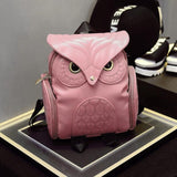 Women Owl Print Pu Backpack - Colourful and Stylish - Pink - 45-Degree Angle