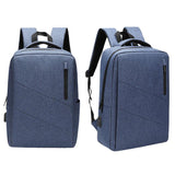 Anti Theft Usb Backpack For Business & School - Blue - Side View