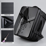Waterproof Expandable Hard Shell Backpack with Usb Charging - Large Capacity Black - 161 Black