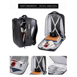 Waterproof Laptop Backpack with Usb Port - 17 Inch Capacity Password Lock - Rear View