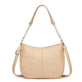 Adjustable Leather Crossbody Bag Large Capacity - Black - Front View