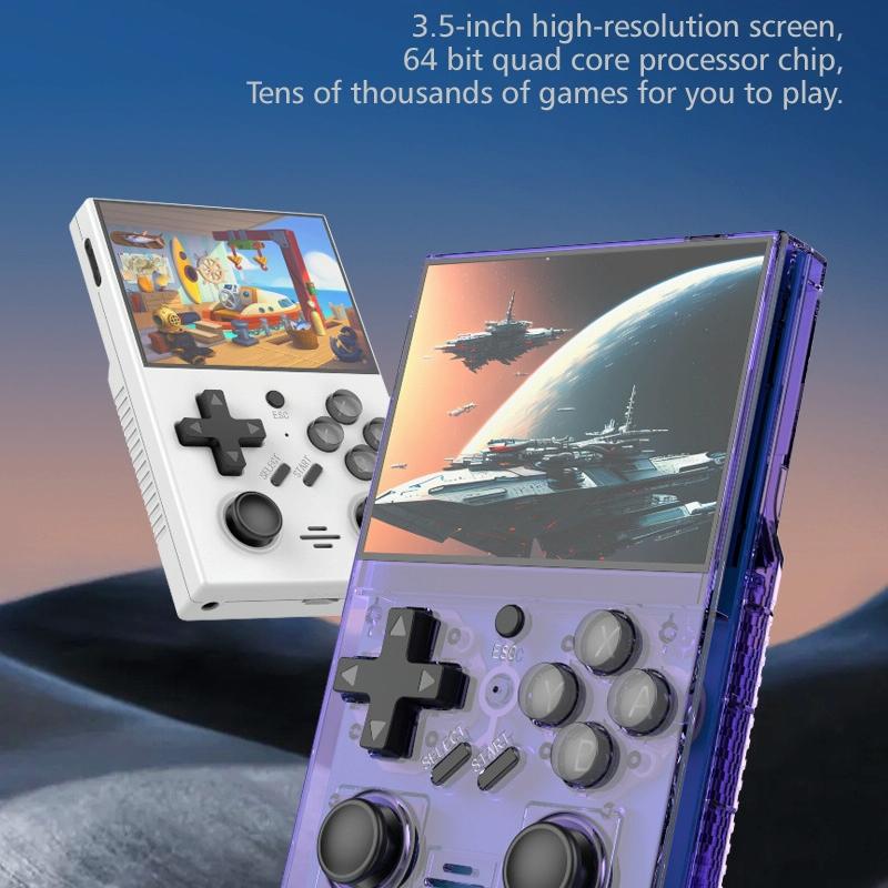 64G Handheld Game Console With 10 000+ Games - 3.5 Inch Transparent Black - Transparent Purple