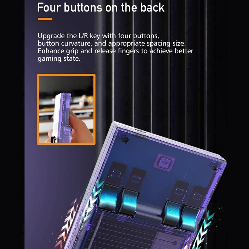 64G Handheld Game Console With 10 000+ Games - 3.5 Inch Transparent Black - Transparent Purple