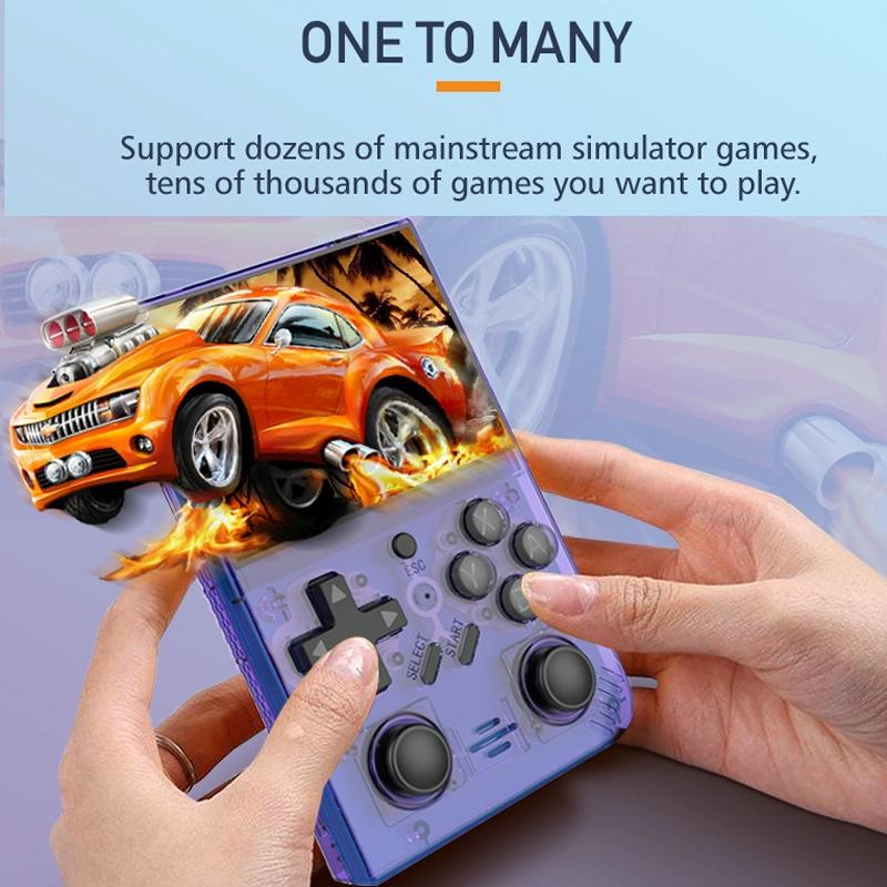 64G Handheld Game Console With 10 000+ Games - 3.5 Inch Transparent Black - Transparent Purple