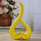 Creative Heart-shaped Ceramic Flower Vase for Home Office or Wedding Decor - White - Front View