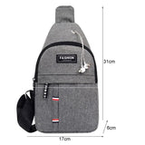 Canvas Crossbody Chest Bag For Men - Grey - 45-Degree Angle