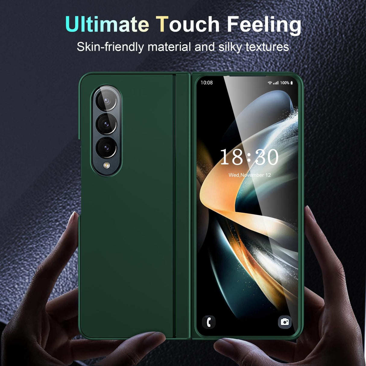 For Samsung Galaxy Z Fold4 5G Foldable Phone Case With Holder - Full Coverage - Green