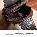 Men Cowhide Crocodile Texture Crossbody Chest Bag One Shoulder Design - Crocodile Head - 45-Degree Angle