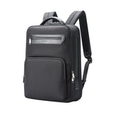 Waterproof Expandable Backpack with Usb Charging - Multi-compartment - Dark Gray - Front View